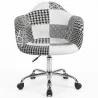 Chaise de bureau avec accoudoirs - Chaise de bureau à roulettes - tapissée en patchwork noir et blanc - Denisse - Weston image 7