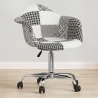 Chaise de bureau avec accoudoirs - Chaise de bureau à roulettes - tapissée en patchwork noir et blanc - Denisse - Weston image 7