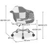 Chaise de bureau avec accoudoirs - Chaise de bureau à roulettes - tapissée en patchwork noir et blanc - Denisse - Weston image 7