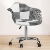 Chaise de bureau avec accoudoirs - Chaise de bureau à roulettes - tapissée en patchwork noir et blanc - Denisse - Weston image 7