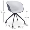 Chaise de bureau tapissée avec accoudoirs - Chaise de bureau à roulettes - Noir et blanc - Jodie image 7