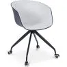Chaise de bureau tapissée avec accoudoirs - Chaise de bureau à roulettes - Noir et blanc - Jodie image 7