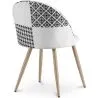 Chaise de salle à manger - tapissée en patchwork noir et blanc - Evelyne image 7