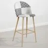 Tabouret Tapissé Patchwork - Style Scandinave - Noir et Blanc - Evelyne image 7
