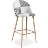 Tabouret Tapissé Patchwork - Style Scandinave - Noir et Blanc - Evelyne image 7