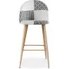Tabouret Tapissé Patchwork - Style Scandinave - Noir et Blanc - Evelyne image 7