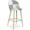 Tabouret Tapissé Patchwork - Style Scandinave - Noir et Blanc - Evelyne image 7