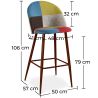 Tabouret Rembourré en Patchwork - Style Scandinave - Simona image 7
