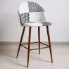 Tabouret Tapissé Patchwork - Style Scandinave - Noir et Blanc - Evelyne image 7