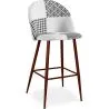 Tabouret Tapissé Patchwork - Style Scandinave - Noir et Blanc - Evelyne image 7