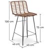 Tabouret de bar en rotin avec dossier - Boho Bali Design - 75cm - Catori image 7