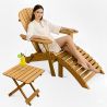 Pack Chaise d'extérieur avec pouf et table d'extérieur et de jardin - Bois - Alana image 7