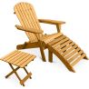 Pack Chaise d'extérieur avec pouf et table d'extérieur et de jardin - Bois - Alana image 7