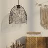 Lampe de plafond en rotin noir - Lampe suspendue au stile Boho Bali - Le image 7