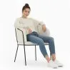 Fauteuil avec accoudoirs En Bouclette Fausse Fourrure Tapissée - Boucles Blanches - Miusen image 7