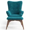 Fauteuil avec repose-pieds - Revêtu de velours - Style scandinave - Huda image 7