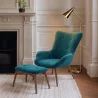 Fauteuil avec repose-pieds - Revêtu de velours - Style scandinave - Huda image 7