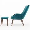 Fauteuil avec repose-pieds - Revêtu de velours - Style scandinave - Huda image 7