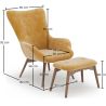 Fauteuil avec repose-pieds - Revêtu de velours - Style scandinave - Huda image 7