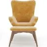 Fauteuil avec repose-pieds - Revêtu de velours - Style scandinave - Huda image 7