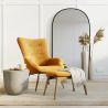 Fauteuil avec repose-pieds - Revêtu de velours - Style scandinave - Huda image 7