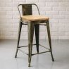Tabouret de bar avec dossier - Design industriel - Bois et acier - 60cm - Nouvelle édition - Stylix image 7