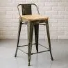 Tabouret de bar avec dossier - Design industriel - Bois et acier - 60cm - Nouvelle édition - Stylix image 7