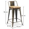 Tabouret de bar avec dossier - Design industriel - Bois et acier - 60cm - Nouvelle édition - Stylix image 7