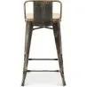 Tabouret de bar avec dossier - Design industriel - Bois et acier - 60cm - Nouvelle édition - Stylix image 7