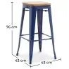 Tabouret de bar - Design industriel - Bois et acier - 76cm - Nouvelle édition - Stylix image 7
