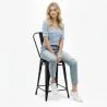 Tabouret de bar avec dossier - Design industriel - 60cm - Nouvelle édition - Stylix image 7