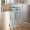 Tabouret de bar avec dossier - Design industriel - Bois et acier - 76cm - Nouvelle édition - Stylix image 7