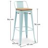 Tabouret de bar avec dossier - Design industriel - Bois et acier - 76cm - Nouvelle édition - Stylix image 7