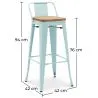Tabouret de bar avec dossier - Design industriel - Bois et acier - 76cm - Nouvelle édition - Stylix image 7
