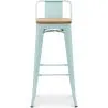 Tabouret de bar avec dossier - Design industriel - Bois et acier - 76cm - Nouvelle édition - Stylix image 7