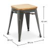 Tabouret de bar design industriel - Bois et acier - 45cm - Nouvelle édition - Stylix image 7