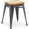 Tabouret de bar design industriel - Bois et acier - 45cm - Nouvelle édition - Stylix image 7