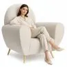 Fauteuil avec Accoudoirs En Bouclette Fausse Fourrure Tapissée - Boucles Blanches - Belise image 7