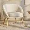 Fauteuil avec Accoudoirs En Bouclette Fausse Fourrure Tapissée - Boucles Blanches - Pimba image 7