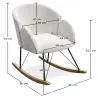 Fauteuil à Bascule avec Accoudoirs En Bouclette Fausse Fourrure Tapissée - Boucles Blanches - Freia image 7