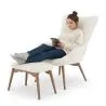 Fauteuil avec Repose-Pieds En Bouclette Fausse Fourrure Tapissée - Boucles Blanches - Huda image 7
