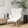 Fauteuil avec Repose-Pieds En Bouclette Fausse Fourrure Tapissée - Boucles Blanches - Huda image 7