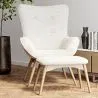 Fauteuil avec Repose-Pieds En Bouclette Fausse Fourrure Tapissée - Boucles Blanches - Huda image 7