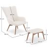Fauteuil avec Repose-Pieds En Bouclette Fausse Fourrure Tapissée - Boucles Blanches - Huda image 7