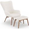 Fauteuil avec Repose-Pieds En Bouclette Fausse Fourrure Tapissée - Boucles Blanches - Huda image 7