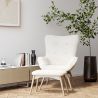 Fauteuil avec Repose-Pieds En Bouclette Fausse Fourrure Tapissée - Boucles Blanches - Huda image 7
