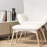 Fauteuil avec Repose-Pieds En Bouclette Fausse Fourrure Tapissée - Boucles Blanches - Huda image 7