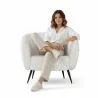 Fauteuil avec Accoudoirs En Bouclette Fausse Fourrure Tapissée - Boucles Blanches - Nuba image 7