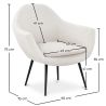 Fauteuil avec Accoudoirs -En Bouclette Fausse Fourrure Tapissée - Boucles Blanches- Eila image 7