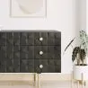 Buffet noir vintage en bois massif et métal - Huisu image 7